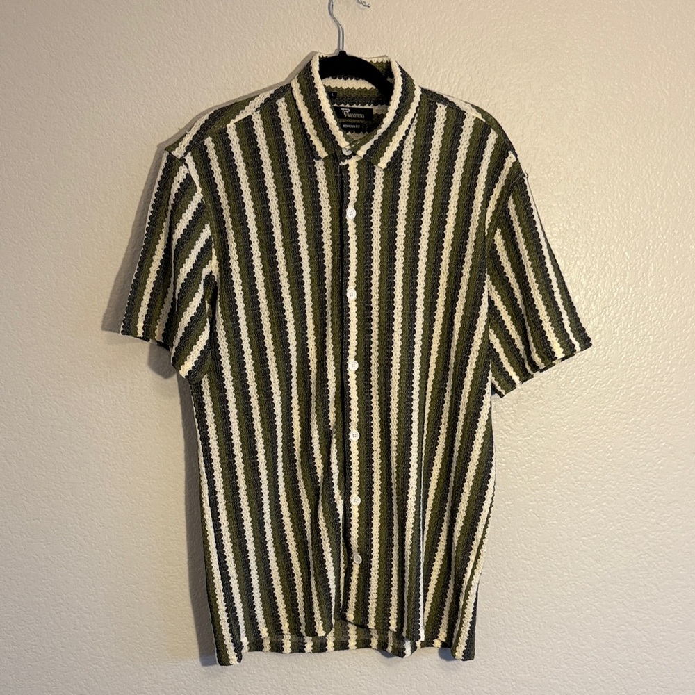 Tailored Recreation Green and White Striped Shirt